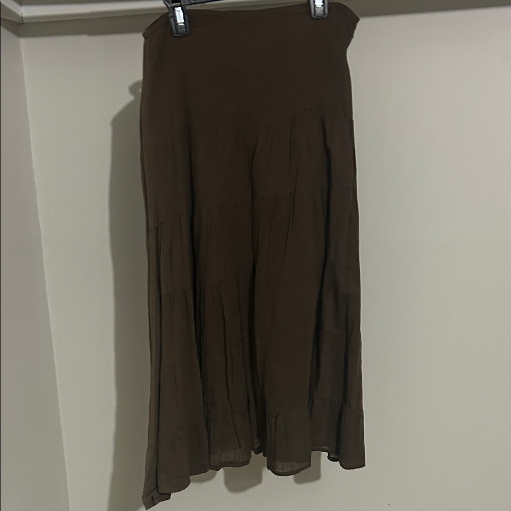 Raviya Brown Tiered Maxi Skirt